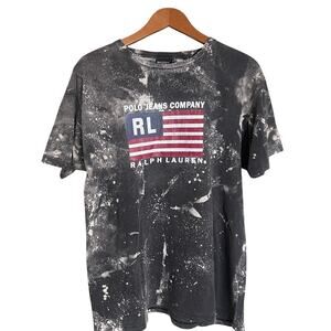 Vintage 90s Acid Washed Polo Jeans Ralph Lauren *Big Flag* - Medium